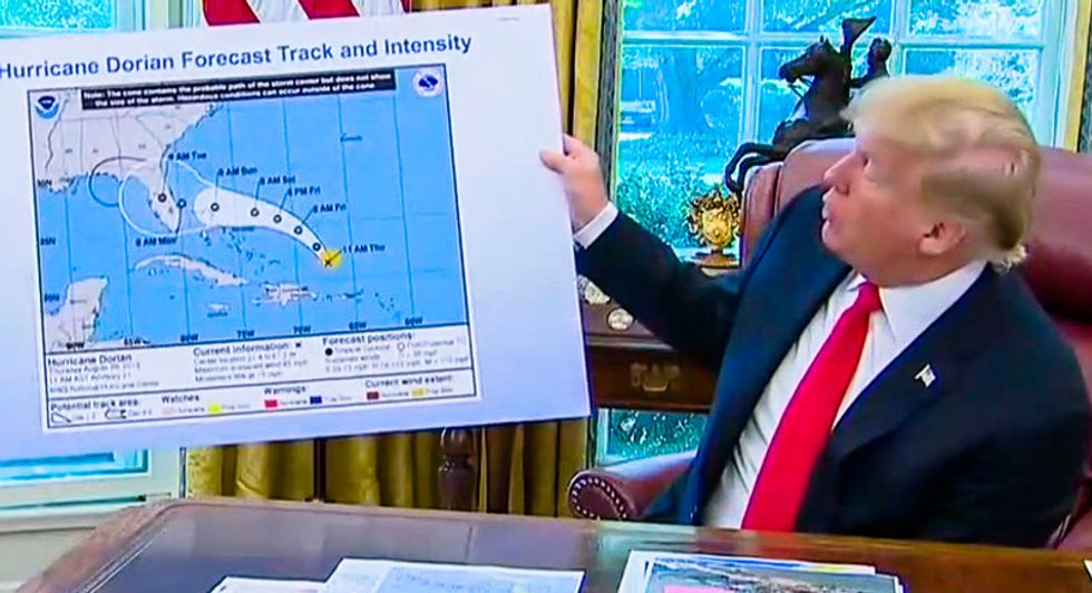 Trump mars hurricane briefing with chart showing Alabama being hit after he's mocked for incorrect forecast