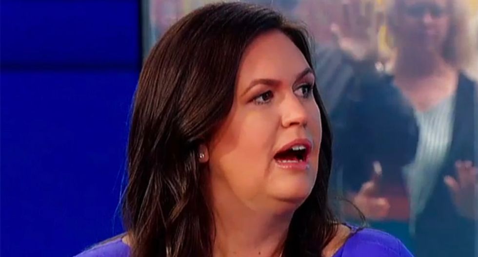 Sarah Sanders rages on Fox News that the 'out-of-control' media is 'making stuff up' about Trump