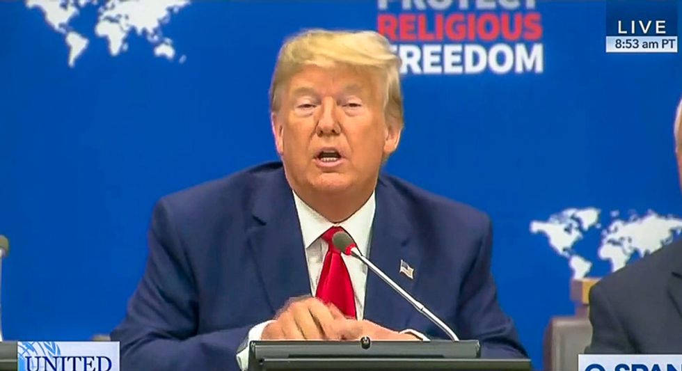 Trump goes off script at UN religious freedom event to praise evangelical bigot Franklin Graham