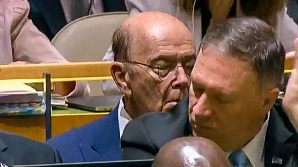 Commerce Secretary Wilbur Ross appears to fall asleep during Trump's low energy UN speech