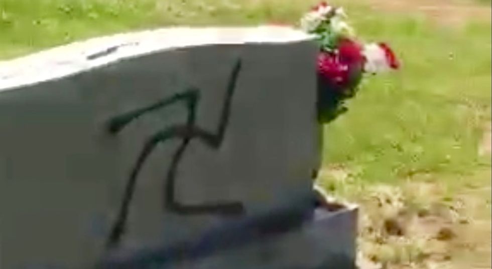 Nazis deface hundreds of headstones in St. Louis cemetery -- swastikas painted on headstones decorated with Memorial Day flowers