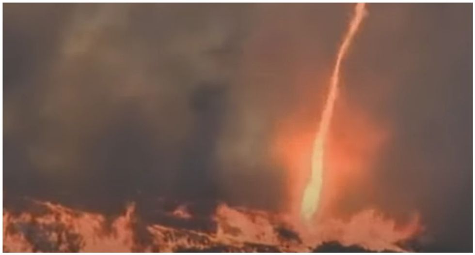 Smoke from West Coast wildfires pulled into cyclone 1,000 miles offshore, video shows