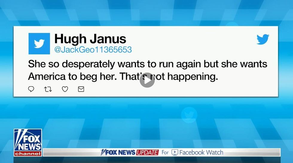 Fox News busted airing tweet from prank account 'Hugh Janus' to smear Hillary Clinton
