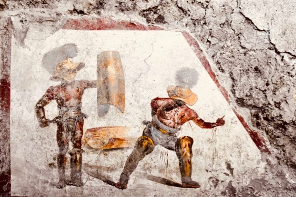 Vivid gladiator fresco discovered at Pompeii