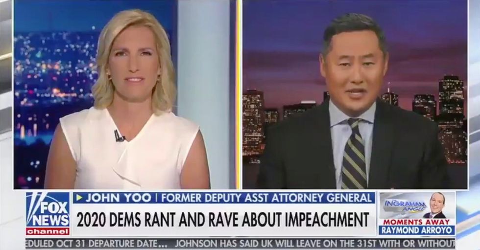 Fox guest John Yoo claims founding fathers wouldn’t want Trump impeached before an election -- and gets hilariously mocked