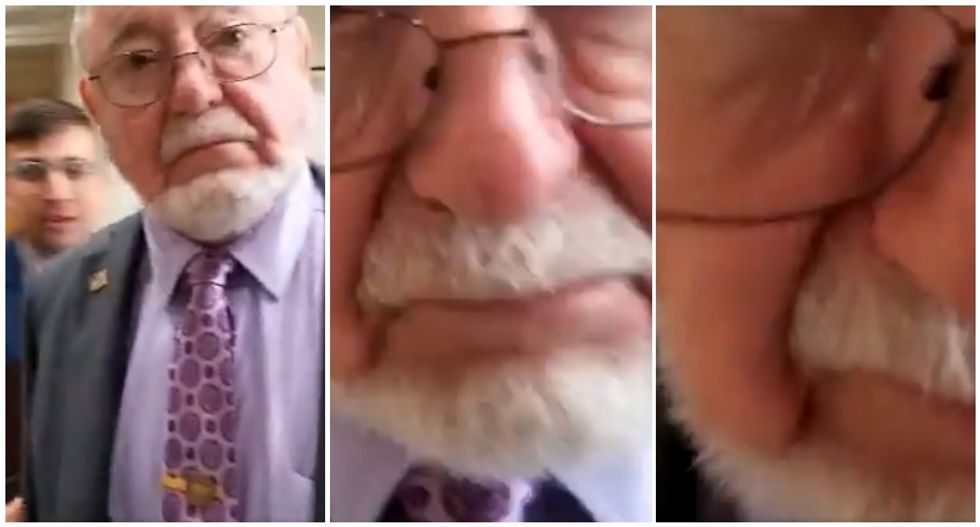 WATCH: GOP lawmaker headbutts camera after being asked if it's OK for Trump to extort Ukraine