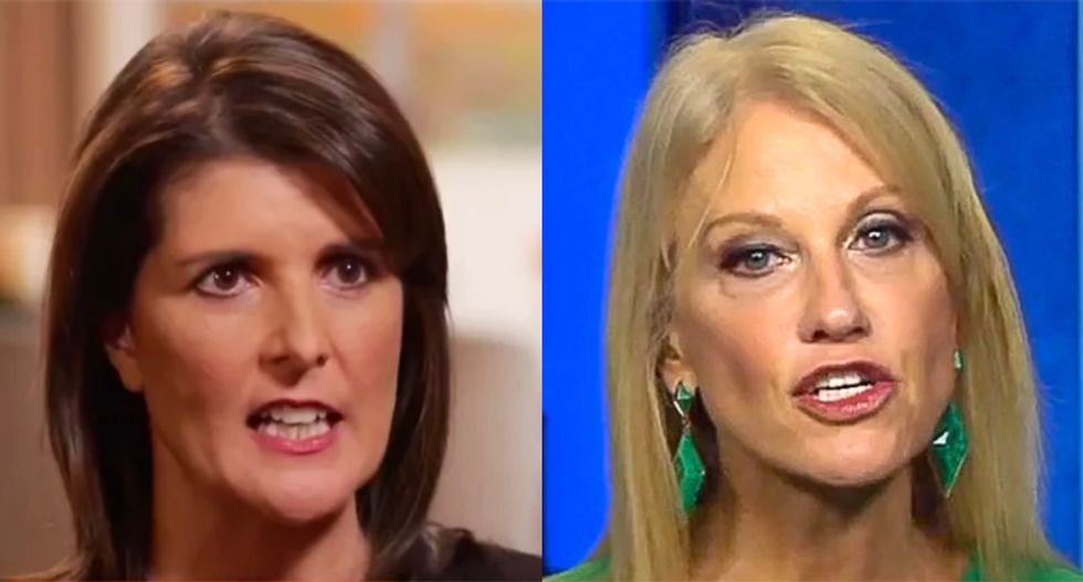 Frustrated Nikki Haley fan trashes her for latest suck-up to Trump : No better than Kellyanne Conway