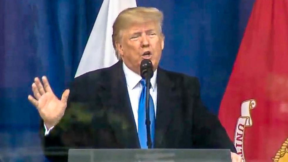 ‘Traitor’: Trump faces ‘lock him up’ chants as he speaks at Veterans Day event in New York City
