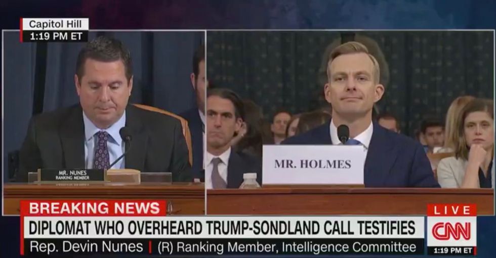 WATCH: Devin Nunes stunned after State Dept. official David Holmes knocks down his 'black ledger' conspiracy theory