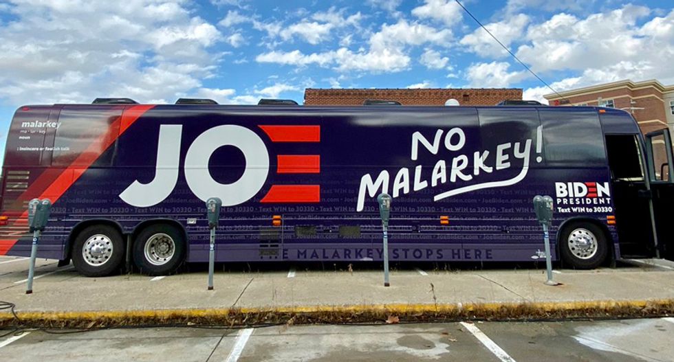 ‘The most Boomer thing I’ve ever seen’: Internet roasts Joe Biden for ‘No Malarkey’ campaign bus