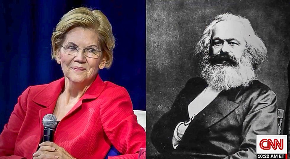 CNN airs photo of Elizabeth Warren beside Karl Marx -- but later clarifies 'she's not really a socialist'