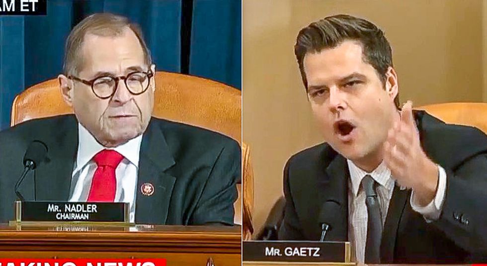 Matt Gaetz attempts to derail impeachment hearing and gets shut down by Chairman Nadler for yelling