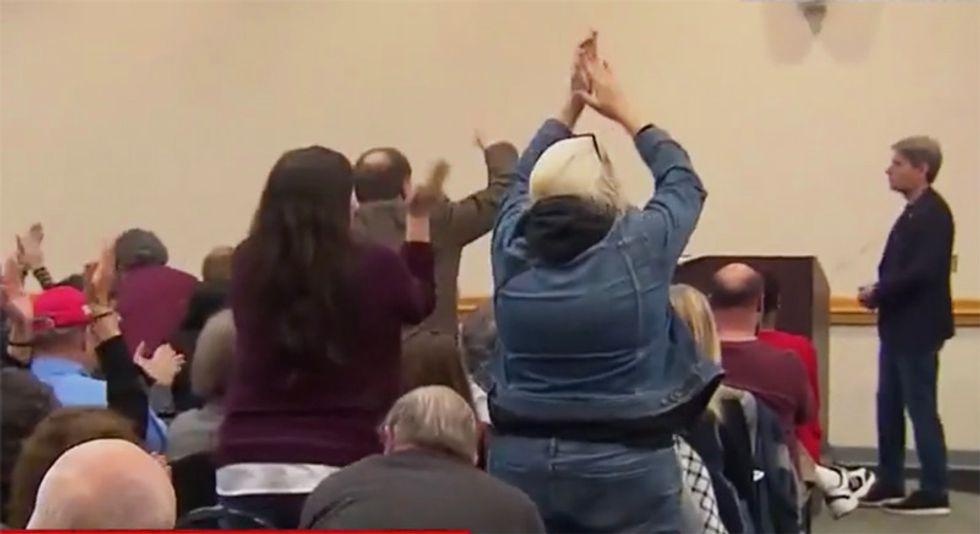 WATCH: Town hall crowd explodes into applause as New Jersey lawmaker announces he will vote for Trump impeachment