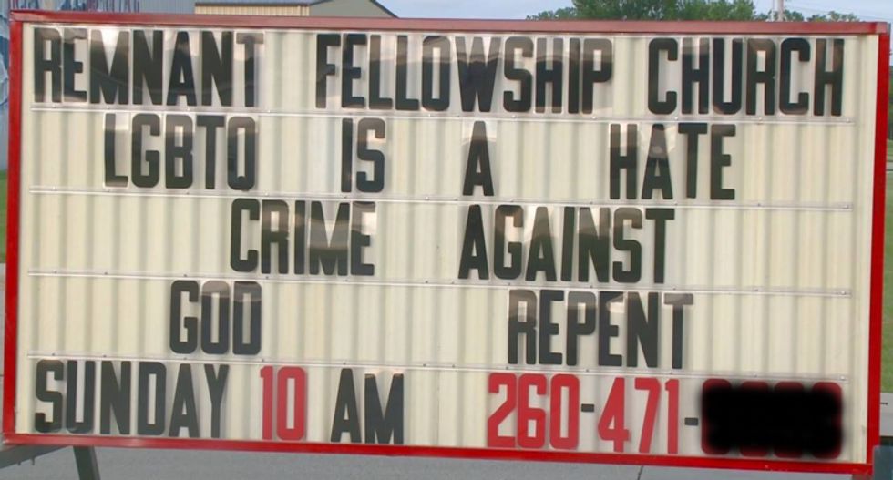 Indiana landlord evicts church over sign saying 'LGBTQ is a hate crime'