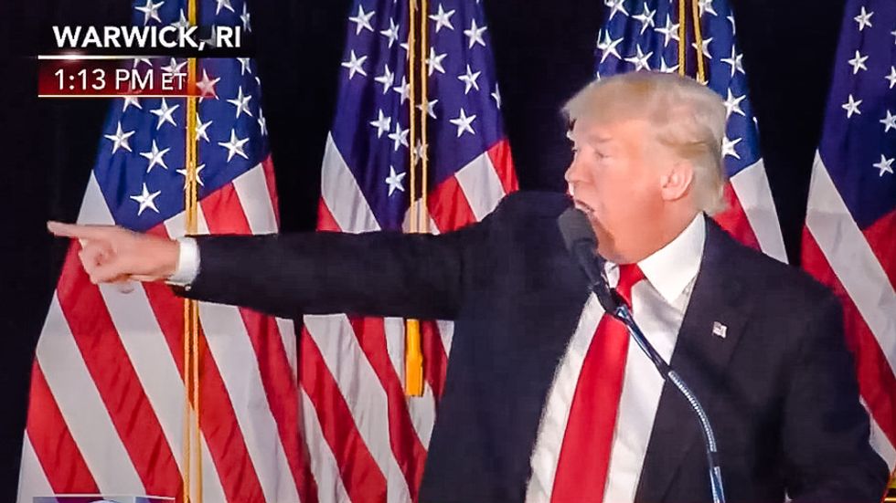 Watch Donald Trump rage at protesters in Rhode Island: 'They don't love our country'