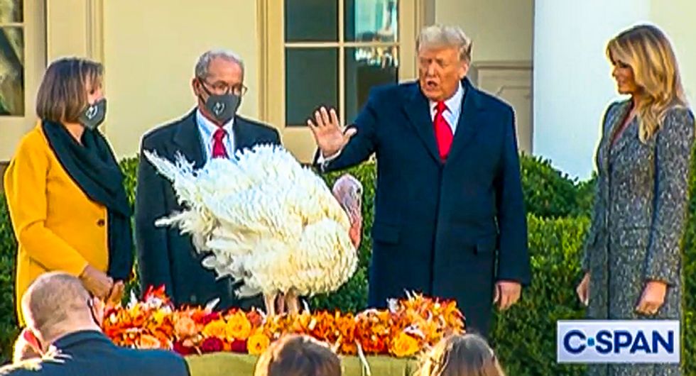 Donald Trump dodges questions at turkey pardon: 'Will you be interested in a pardon for yourself?'