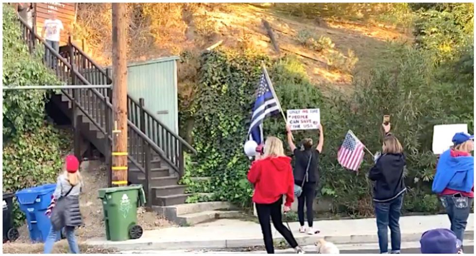 WATCH: Angry neighbor confronts pro-Trump protesters outside home of Los Angeles health director