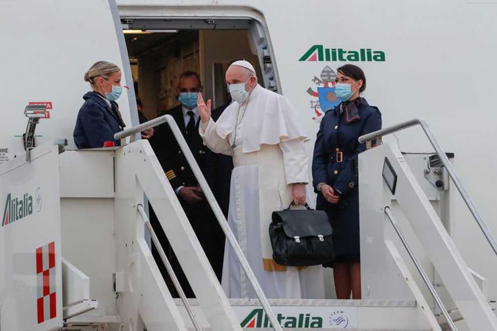 Pope Francis departs Rome for risky, historic Iraq tour