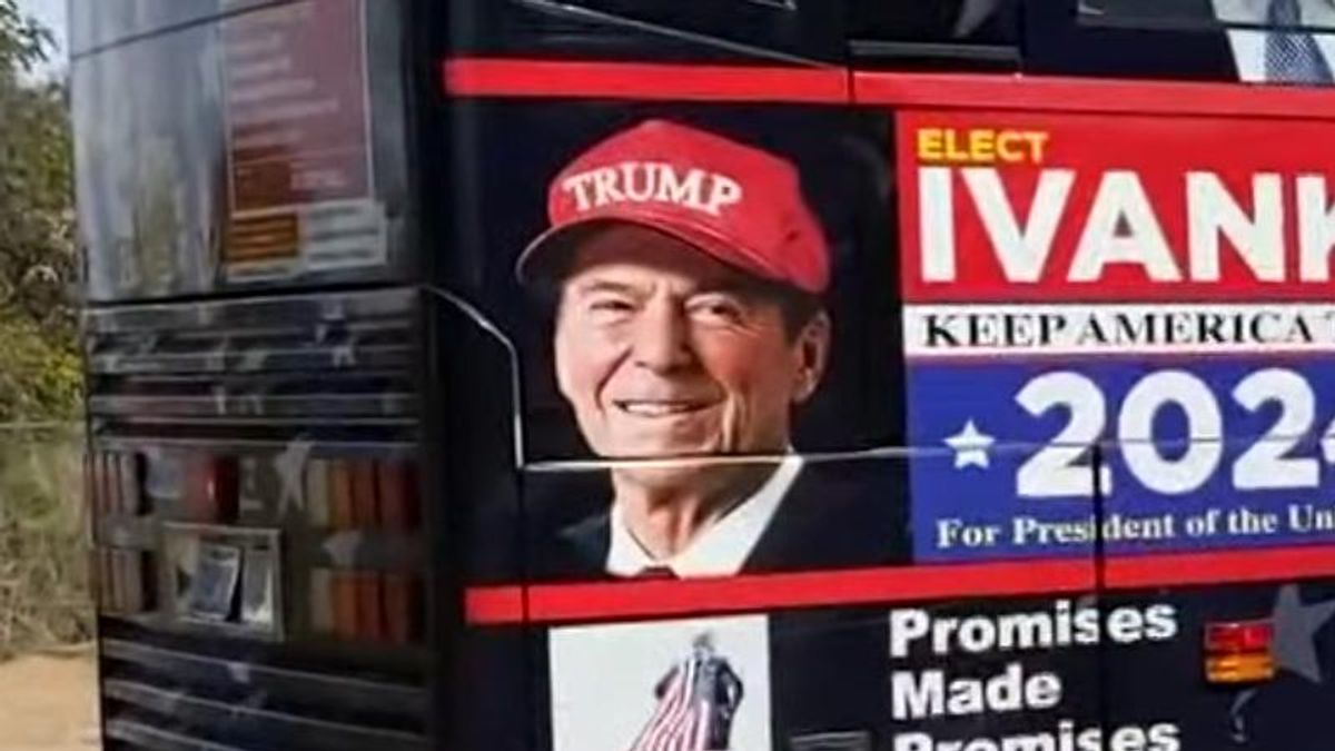 Reagan Foundation demands 'Trump Train' bus remove image of GOP hero in MAGA hat