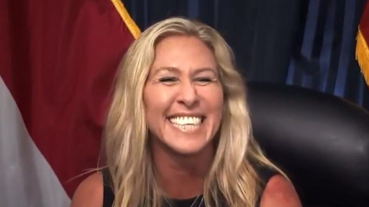 WATCH: Marjorie Taylor Greene bursts out laughing when asked about COVID-19 deaths
