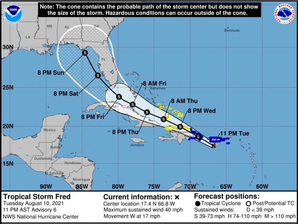 Tropical Storm Fred becomes 6th storm of revived Atlantic hurricane season