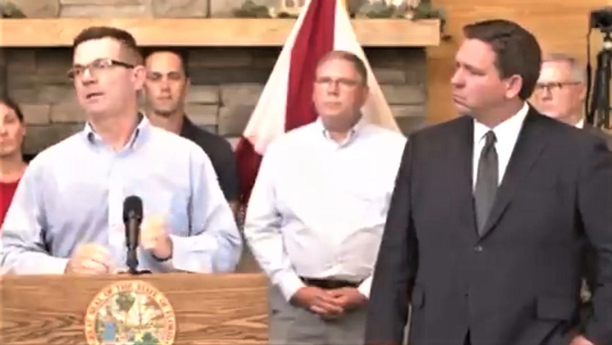 WATCH: DeSantis stands passively by as man spouts misinformation about COVID vaccine at anti-mandate event