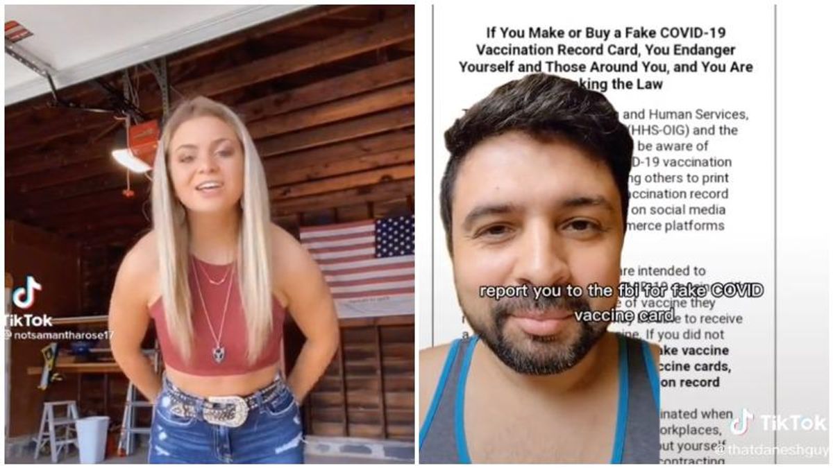 Trump fan lip-syncs 'what you gonna do about it' as she touts fake vaccine card – gets reported to the FBI