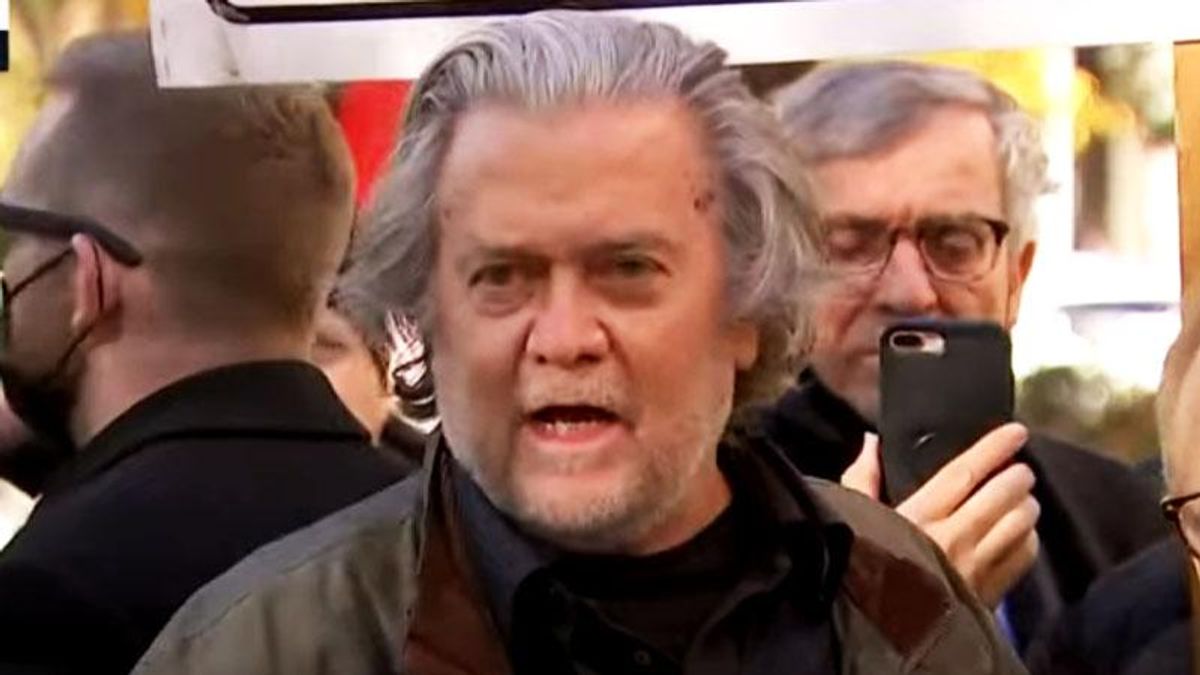 'This is going to be the misdemeanor from hell!' Steve Bannon rants outside courtroom