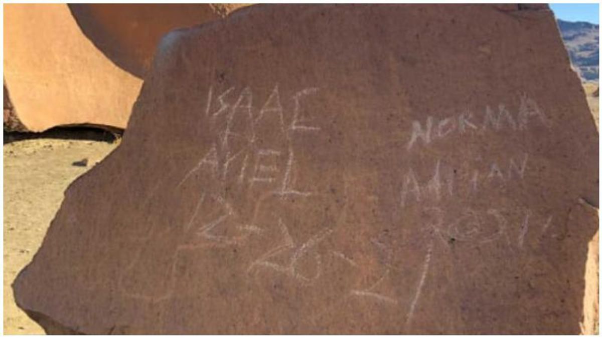 Vandals etch names into ancient stone panel in Texas that displayed prehistoric art