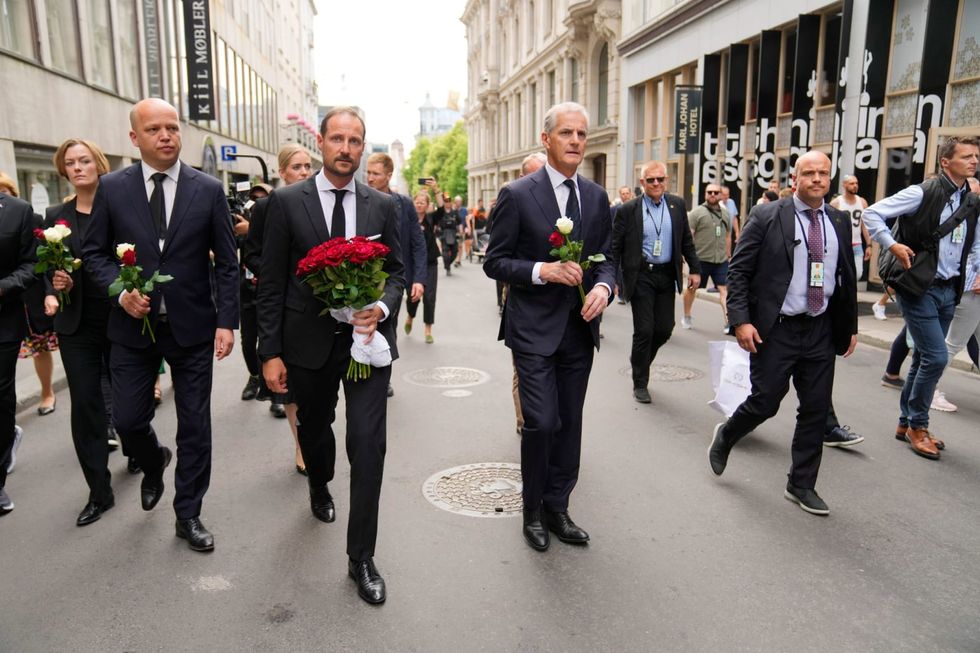 Norway's crown prince and prime minister visit site terrorist attack