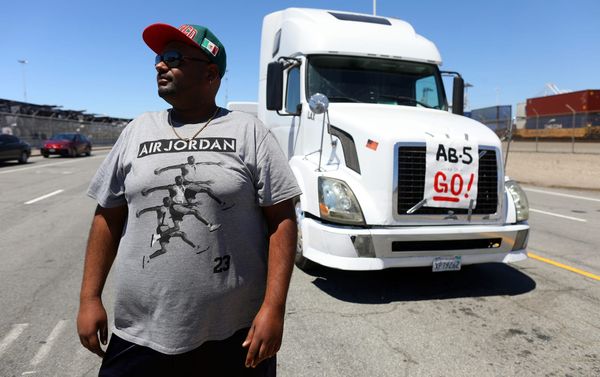 ‘If our trucks stop, America stops’: Oakland port at standstill over labor law protest