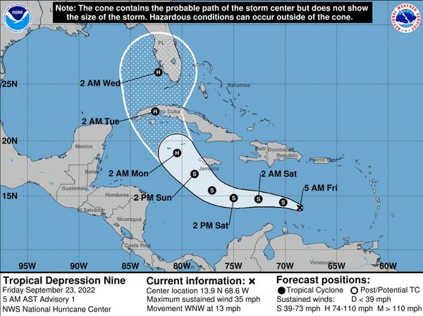 Depression forms, forecast to turn into Hurricane Hermine. South Florida in the cone