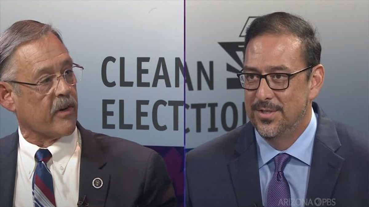Mark Finchem’s fealty to Trump's ‘Big Lie’ was center stage in Arizona debate with Adrian Fontes
