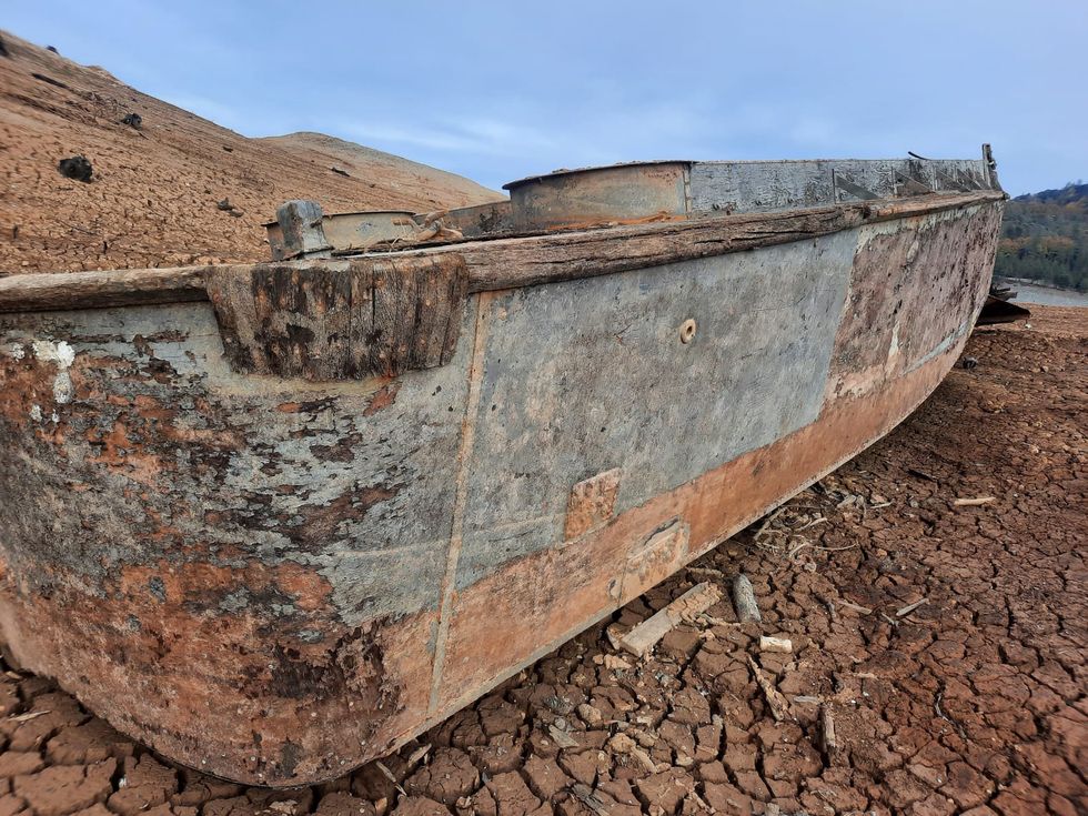 World War II-era boat revealed as drought continues to shrink Northern California lake