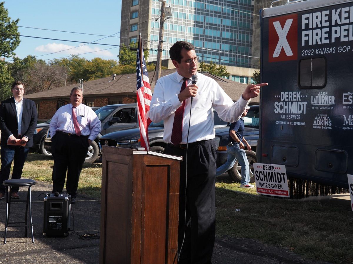 Kansas GOP candidate Derek Schmidt plays the race card