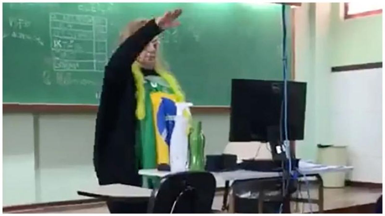 Catholic school teacher under fire after video shows her apparently flashing Nazi salute