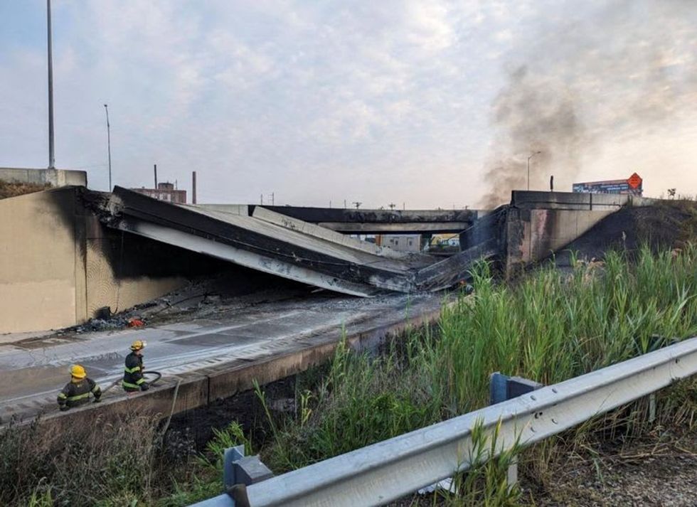 Portion of I-95 in Philadelphia collapses after vehicle engulfed by fire