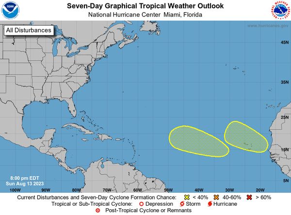 Hurricane center tracks 2 Atlantic systems with chance to form