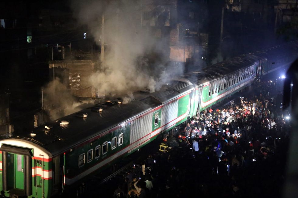 Four dead as train set ablaze ahead of Bangladesh’s national election