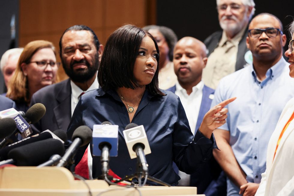 Chaos as MAGA celebs crash Jasmine Crockett town hall: 'Fake ghetto hoodrat!'