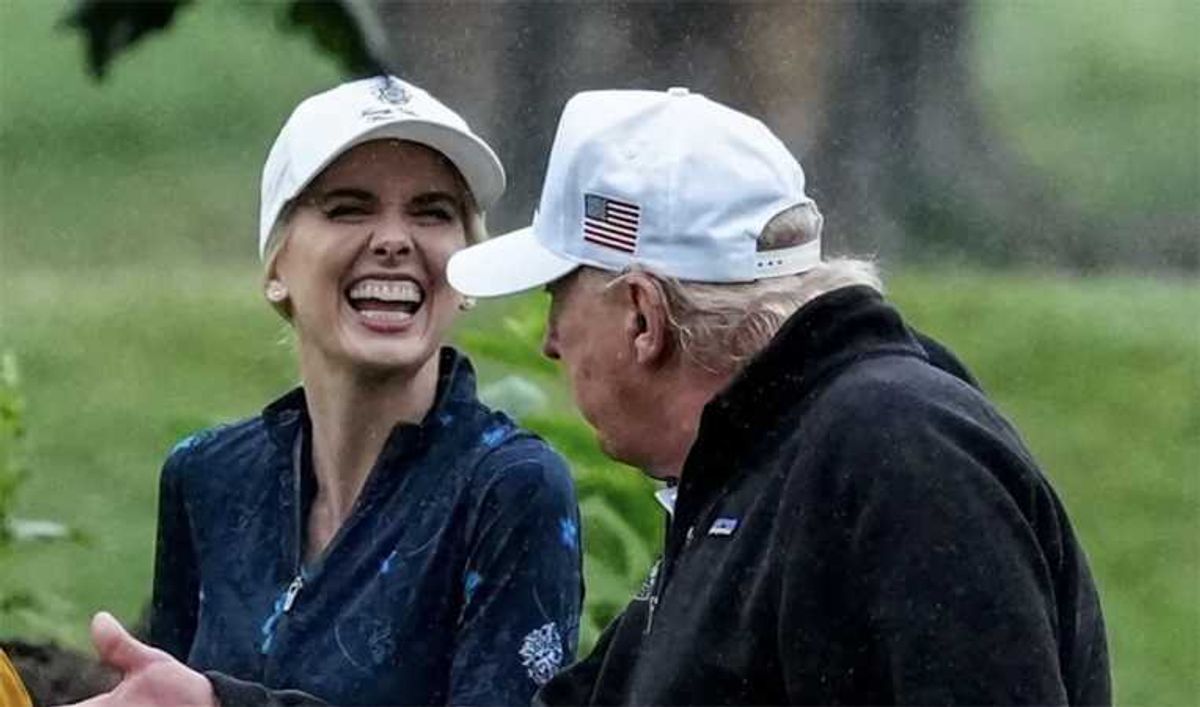 'OMG': Bellylaughs as photo emerges of smitten Trump aide chasing down his golf cart