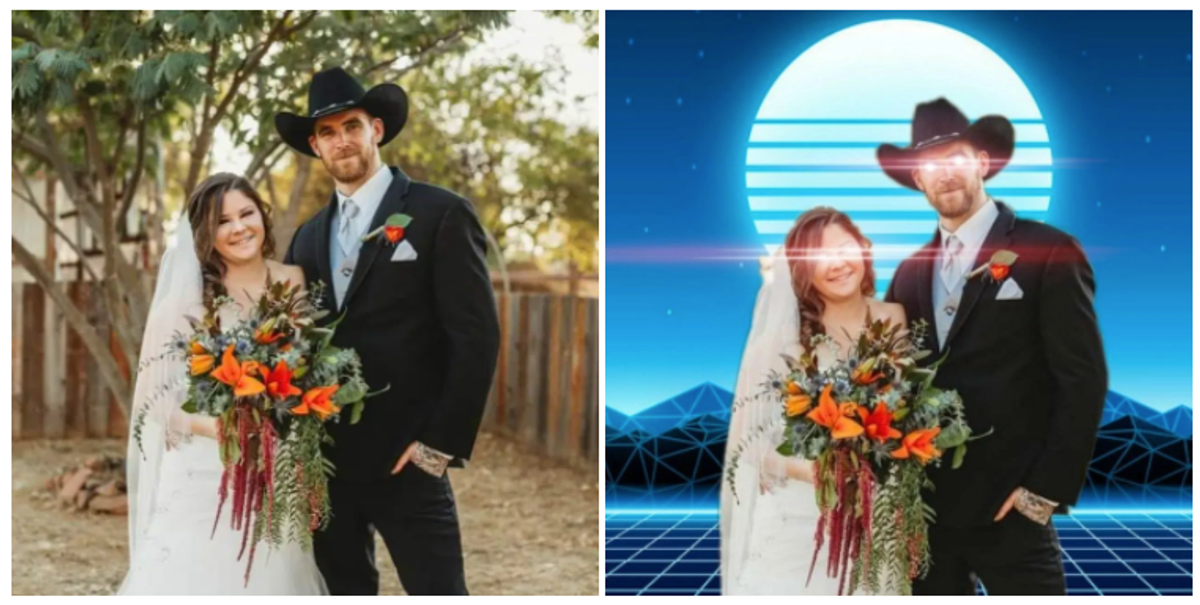 Publicly, she organizes MAGA truck caravans in California -- but her wedding photo is on a Nazi Telegram channel