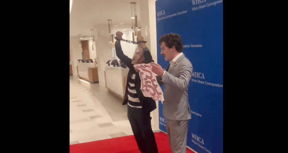 Protesters crash White House Correspondents' Dinner shouting 'arrest Pete Hegseth!'