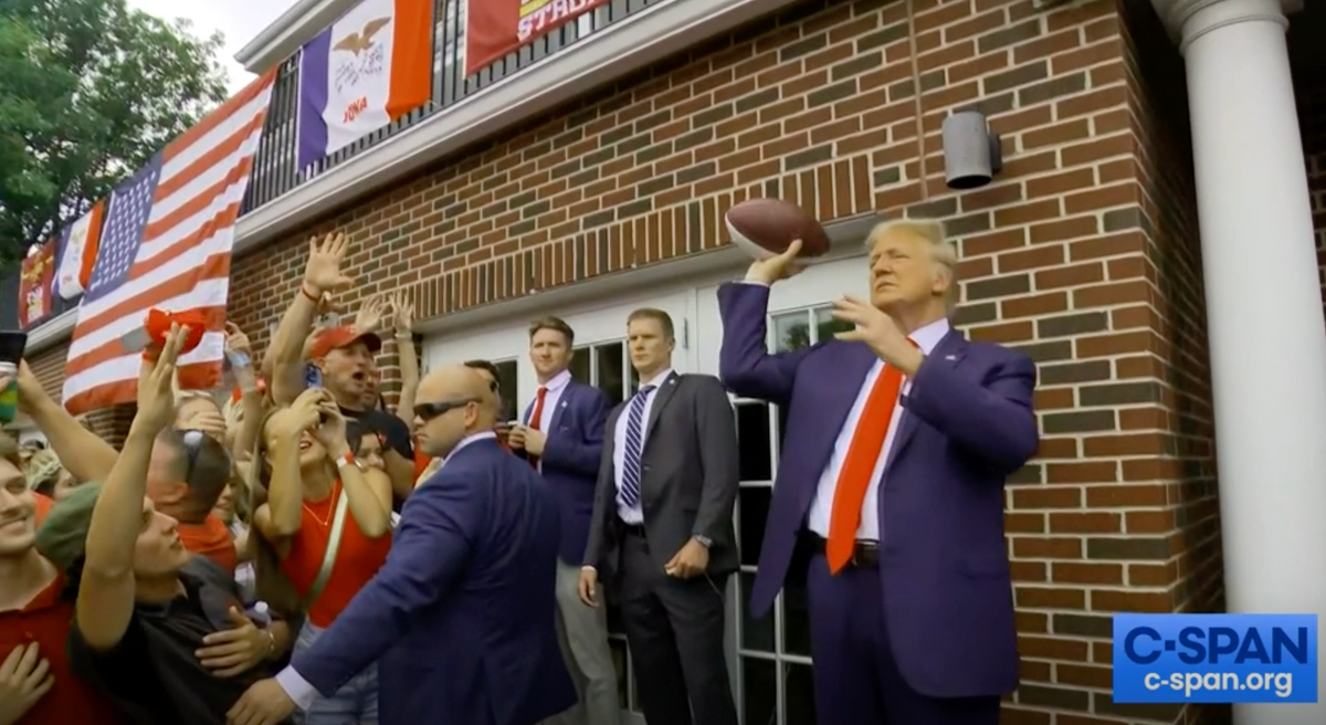 'How many cheerleaders did he grope?’ Fans share outrage at Trump’s Iowa State game visit