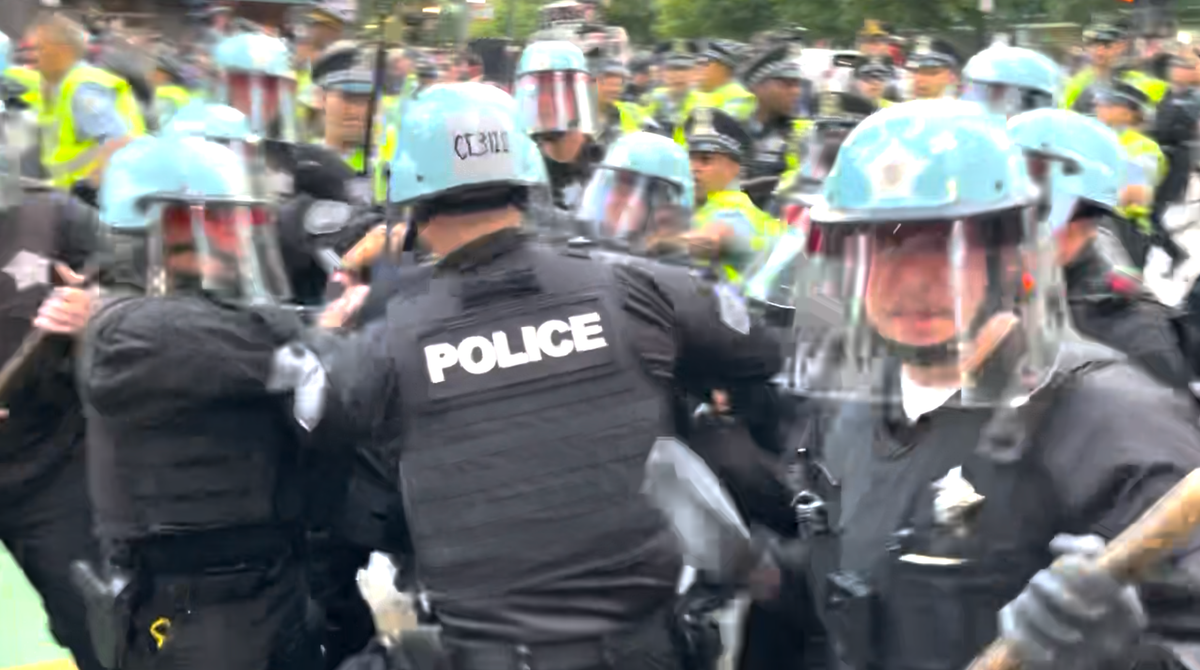 Protesters and cops clash as Democrats ceremonially nominate Kamala Harris
