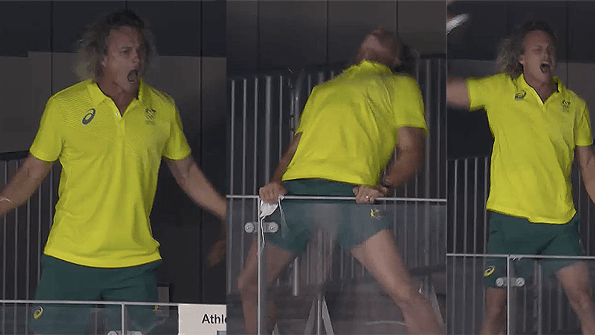 Swim coach becomes an instant meme after losing his mind watching swimmer's win over Katie Ledecky