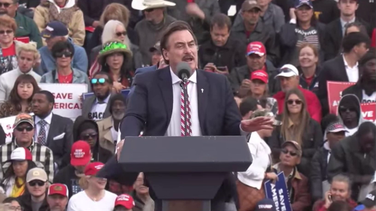 Mike Lindell tells MAGA rally there will be 'no computers or machines' used in 2022 elections