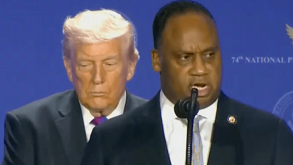 Prayer asks God to improve Trump's moral failings as president stands feet away