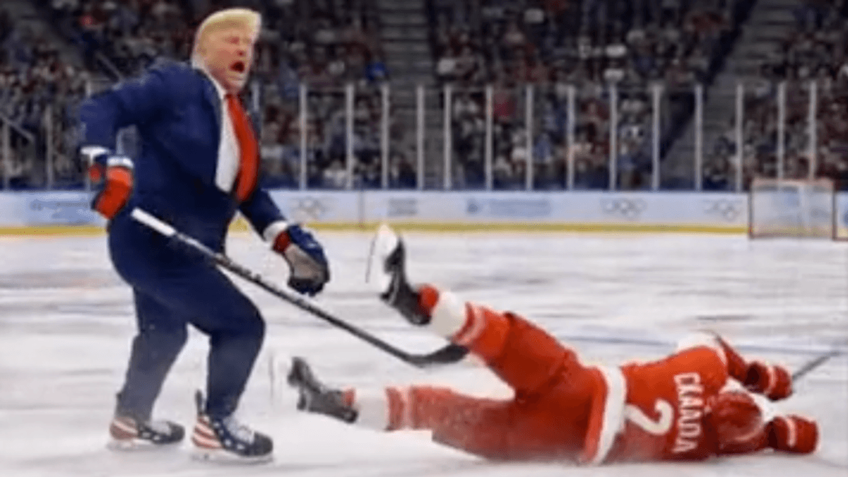 Trump shares bizarre AI video of himself besting Canada's hockey team after Team USA win