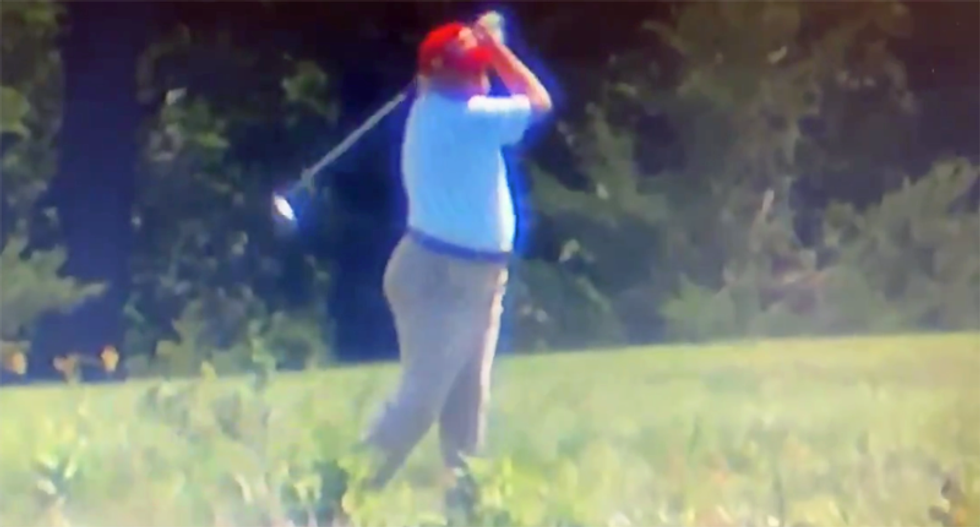 Watch Trump play golf as he hits the links despite the coronavirus pandemic and America’s economic catastrophe